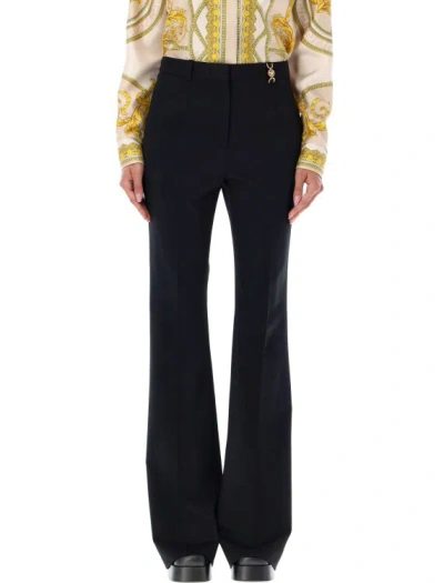 Versace Women Black Medusa 95 Flared Trousers In Blue