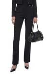 Versace Black Flared Tailored Low Waisted Pants In Stretch Wool Woman In Black