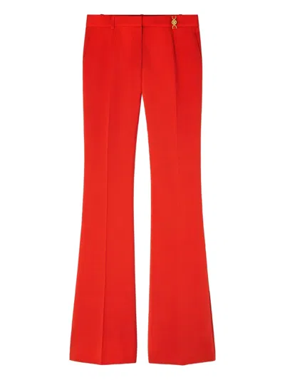 Versace Flared Wool-blend Trousers In Red