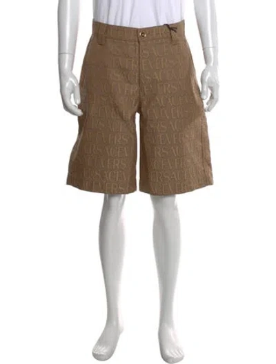 Pre-owned Versace Flat Front Shorts W/ Tags In Neutral