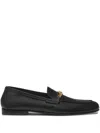 Versace Logo-embellished Leather Loafers In Black