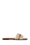 Versace Medusa Raffia Fringe Flat Slide Sandals In Beige