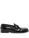 Versace Medusa Chain Leather Loafers In Black