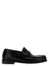 Versace Horsebit-embellished Croc-effect Patent-leather Loafers In Black+ Gold