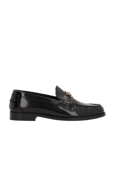 Versace Flat Shoes In Black+ Gold