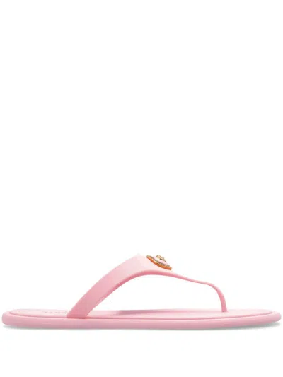 Versace Alia Medusa Rubber Thong Sandals In Pink