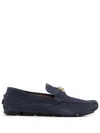 Versace Medusa Plaque Loafers In Navy/gold