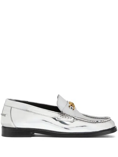 Versace Flat Shoes In Silver
