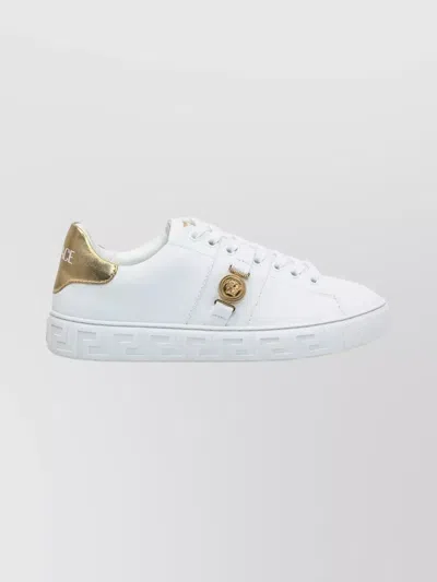 VERSACE FLAT SOLE LOW-TOP SNEAKERS WITH GREEK KEY