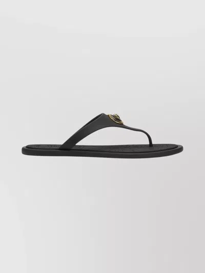 VERSACE FLAT SOLE OPEN TOE SANDALS WITH MEDUSA MOTIF