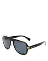 Versace Flat Top Aviator Sunglasses, 56mm In Black /polar Gray
