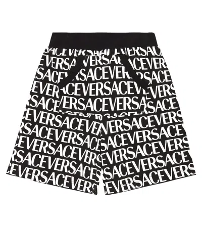 Versace Kids'  Shorts Nero In Felpa Di Cotone Bambino