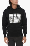 Versace Fleeced Cotton Sweatshirt With Silver Printing On The Front In Black