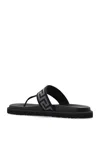 Versace Logo Strap Open Toe Rubber Sole Sandals In Black