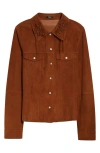 Versace Goatskin Suede Floral Applique Jacket In Tobacco