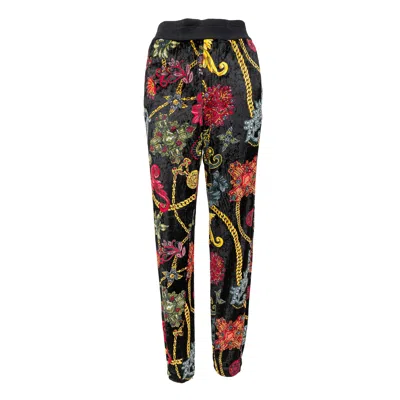 Versace Floral Baroque Velvet Trousers - '10s In Black