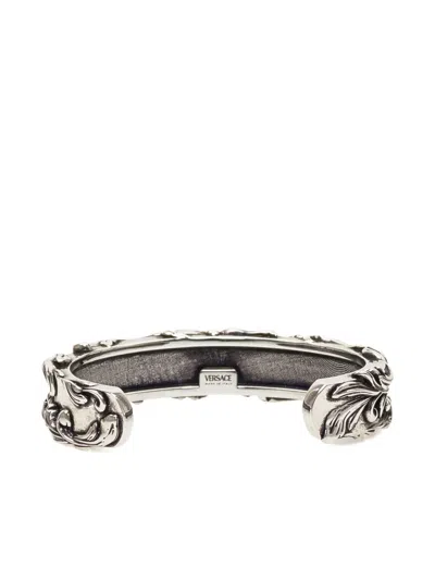 Versace Floral Bracelet In Silver