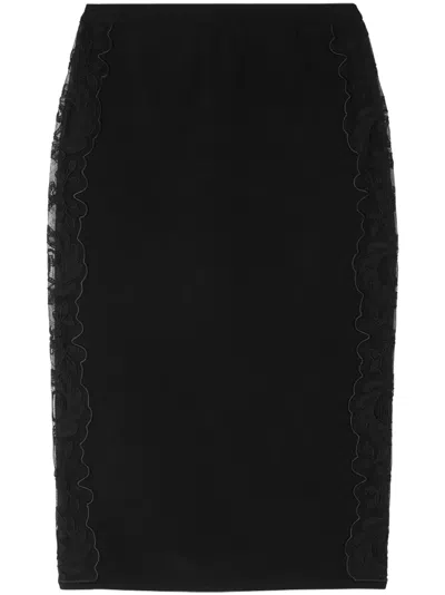 Versace Skirt Stretch Wool Fabric In Black