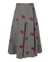 Versace Floral Embroidered Plaid Skirt