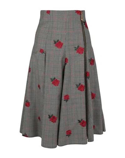 Versace Floral Embroidered Plaid Skirt Woman Midi Skirt Multicolored Size 4 Virgin Wool, Mohair Wool In Gray