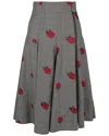 Versace Floral Embroidered Plaid Wool & Mohair-blend Skirt