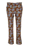 Versace Floral Jacquard Straight-leg Pants In Brown