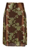 Versace Floral Mesh Metallic Knee-length Skirt