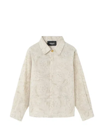 Versace Babies' Floral-pattern Shirt In White