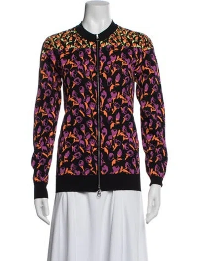 Pre-owned Versace Floral Print Bomber Jacket In Black