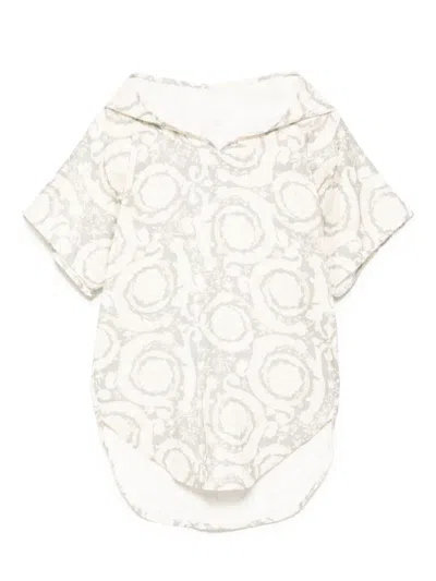 Versace Kids' Floral-print Cotton Kaftan In Grey