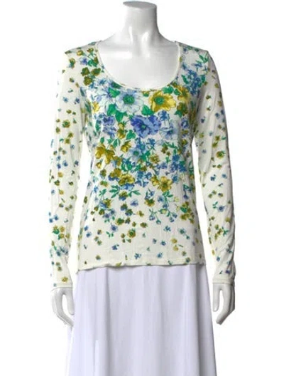 Pre-owned Versace Floral Print Crew Neck Top W/ Tags In Multi