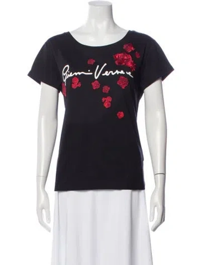 Pre-owned Versace Floral Print Crew Neck T-shirt In Multi