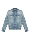 Versace Long Sleeve Denim Jacket In Blue
