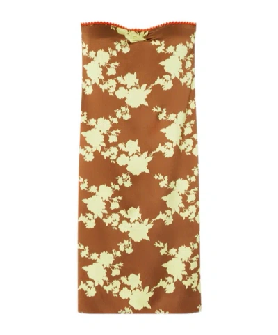 Versace Floral-print Dress In Brown
