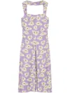Versace Floral-print Dress In Purple
