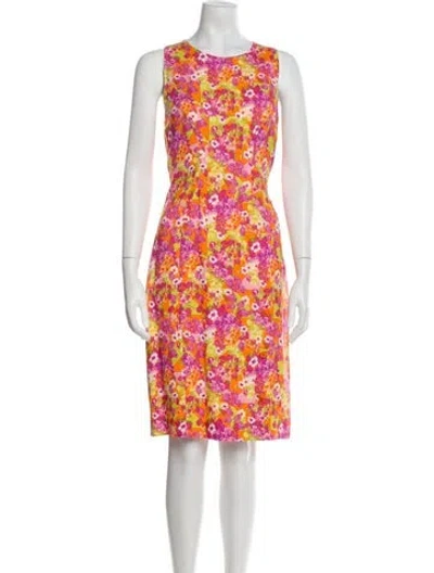 Pre-owned Versace Floral Print Knee-length Dress In Orange