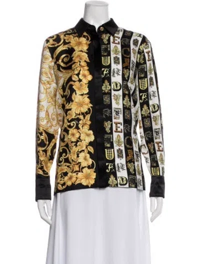 Pre-owned Versace Floral Print Long Sleeve Blouse In Multi