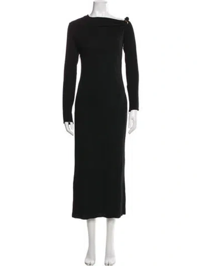 Pre-owned Versace Floral Print Midi Length Dress In Black