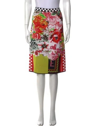 Pre-owned Versace Floral Print Midi Length Skirt In Black