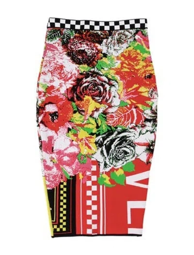 Pre-owned Versace Floral Print Midi Length Skirt In Multicolor