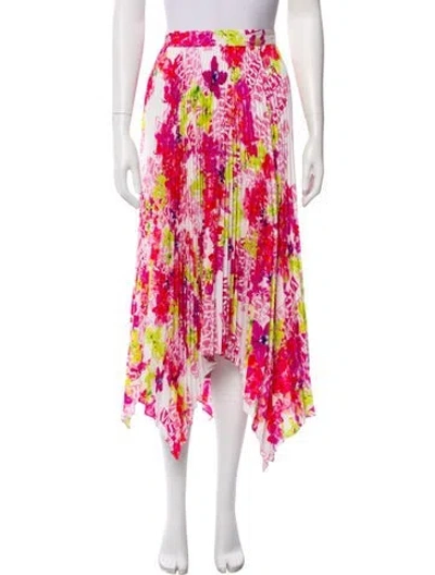 Pre-owned Versace Floral Print Midi Length Skirt In Pink