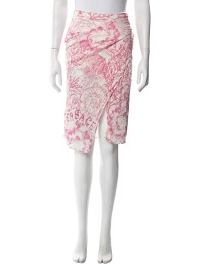 Pre-owned Versace Floral Print Midi Length Skirt In Pink
