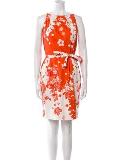 Pre-owned Versace Floral Print Mini Dress In Orange