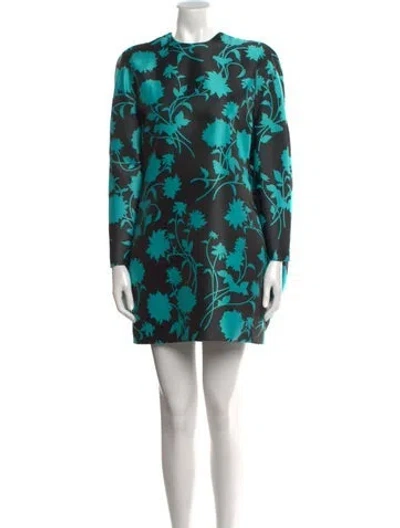 Pre-owned Versace Floral Print Mini Dress W/ Tags In Black