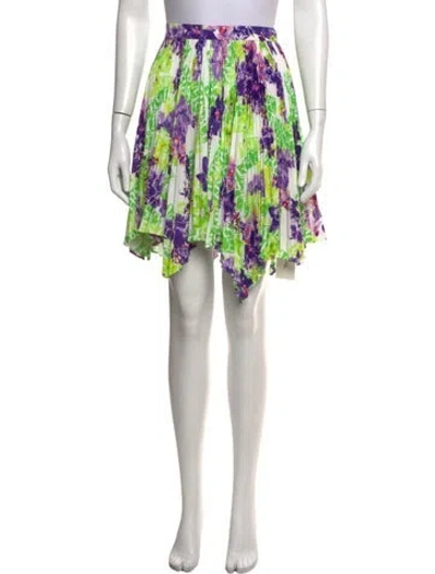 Pre-owned Versace Floral Print Mini Skirt In Green