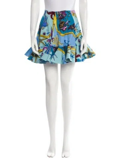 Pre-owned Versace Floral Print Mini Skirt In Neutral