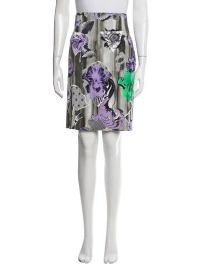 Pre-owned Versace Floral Print Mini Skirt In Purple
