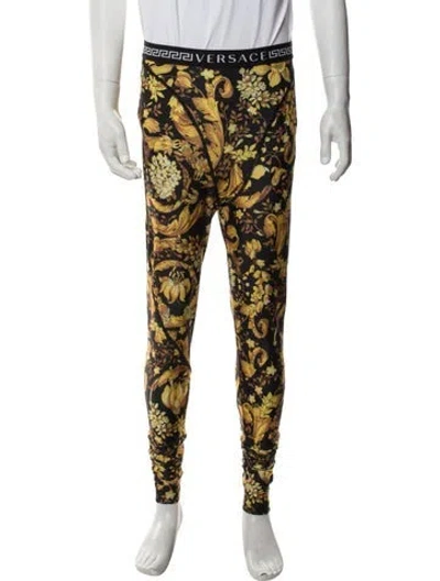 Pre-owned Versace Floral Print Pants W/ Tags In Yellow
