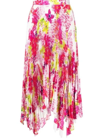 Versace Floral-print Pleated Skirt In Pink
