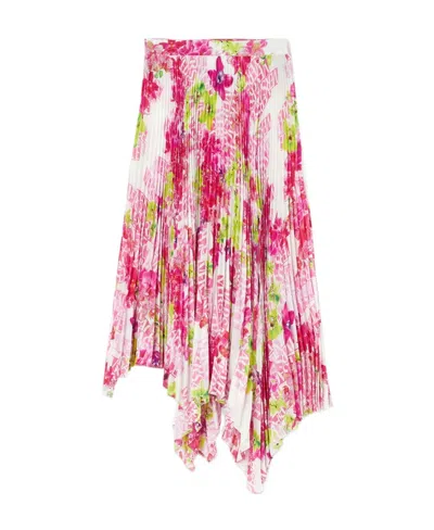 VERSACE VERSACE FLORAL PRINTED PLEATED SKIRT